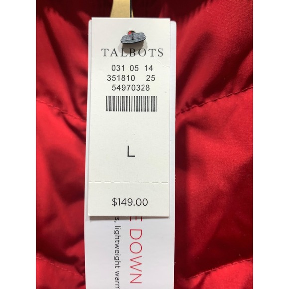 Talbots Red Quilted Puffer Vest Faux Fur Trim Zip Front Lightweight Warm Down - Picture 4 of 11